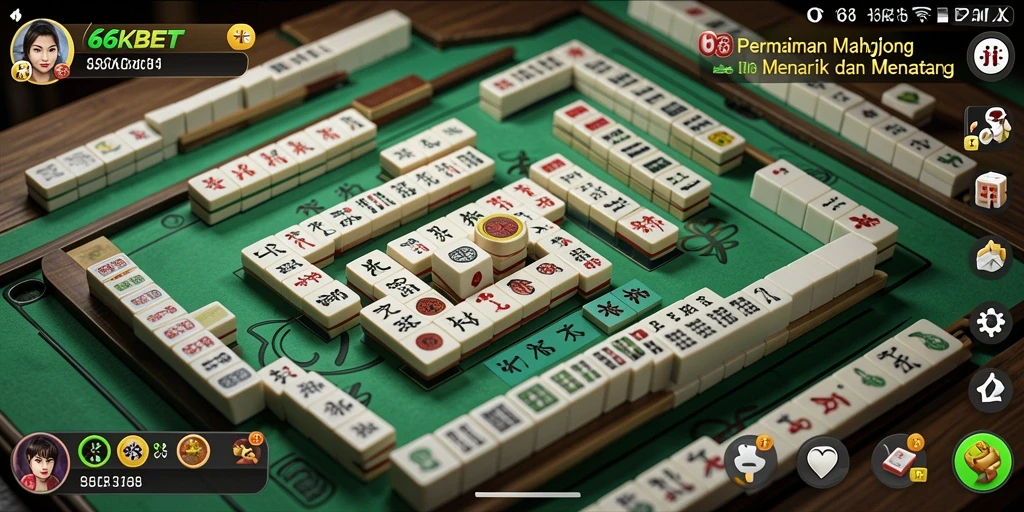 Tampilan gameplay 66KBET dengan ubin Mahjong yang menarik.