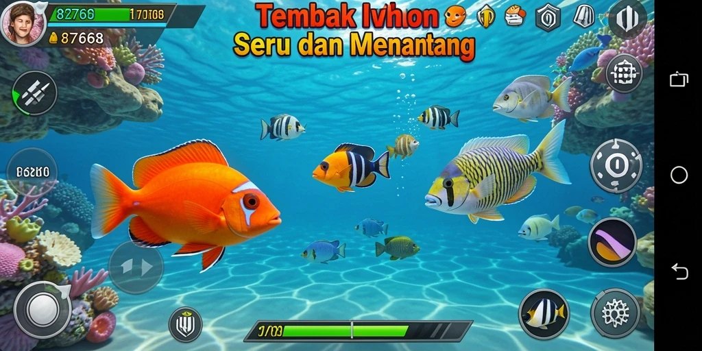 Screenshot gameplay menampilkan aksi seru Tembak Ikan.