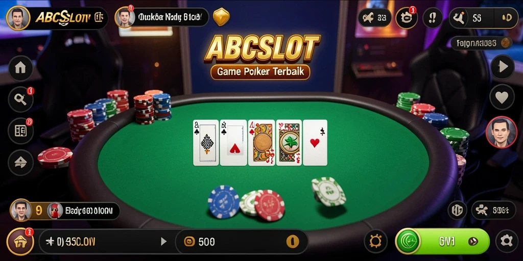 Tampilan gameplay ABCSLOT yang memukau dengan suasana poker yang menegangkan.