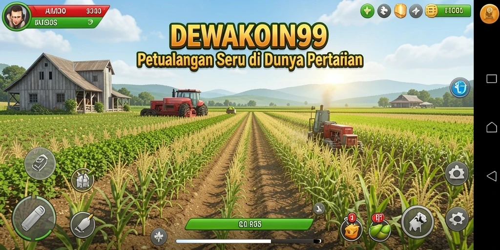 Tampilan gameplay DEWAKOIN99 yang menarik dengan aktivitas bertani.