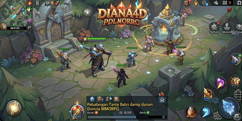 Gameplay epik DIANA4D dengan serangan dan eksplorasi.