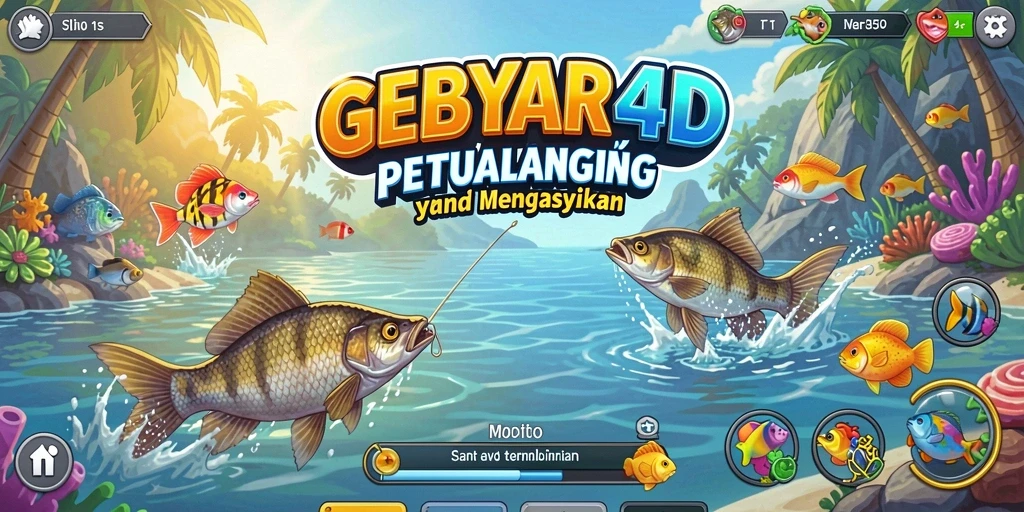 Tampilan gameplay GEBYAR4D yang menampilkan suasana memancing yang seru.