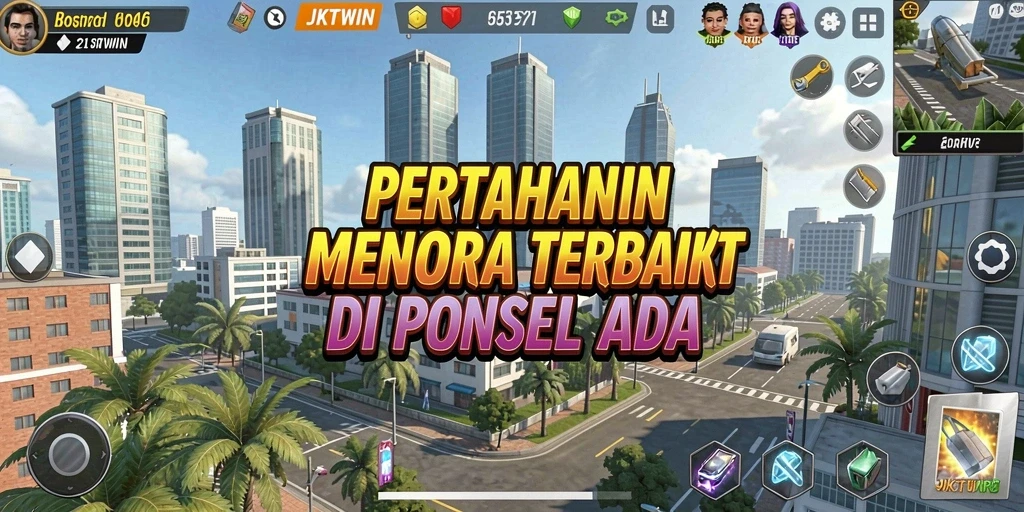 Screenshot JKTWIN menampilkan aksi strategi Tower Defense yang mendebarkan.