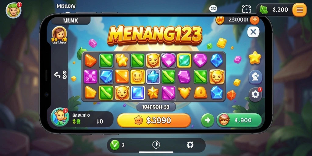 Screenshot MENANG123 menampilkan aksi seru gameplay Match-3.