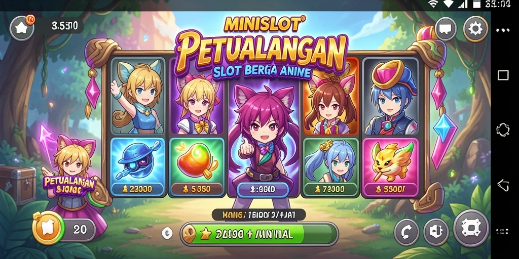 Tangkapan layar menunjukkan gameplay seru dan karakter anime yang menarik.