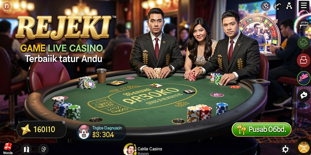 Gameplay menarik dari REJEKI yang menunjukkan aksi langsung di meja kasino.
