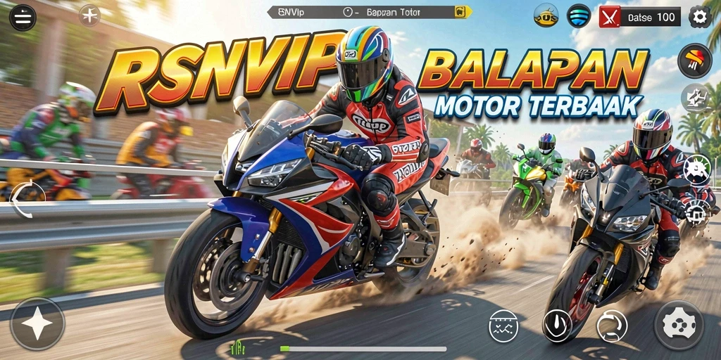 Gameplay RSNVIP yang menarik dengan balapan motor intens.