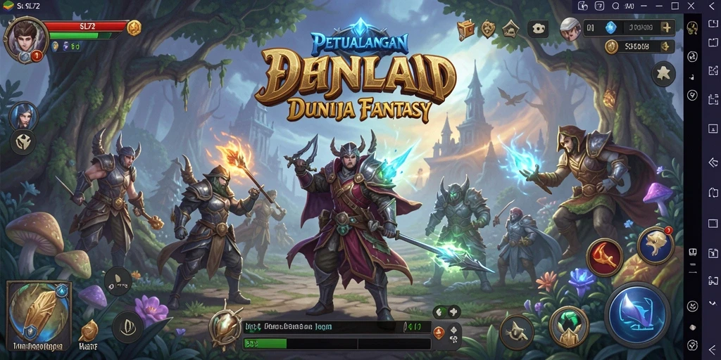 Tangkapan layar utama SL72 menampilkan aksi pertarungan yang mendebarkan dalam dunia RPG.