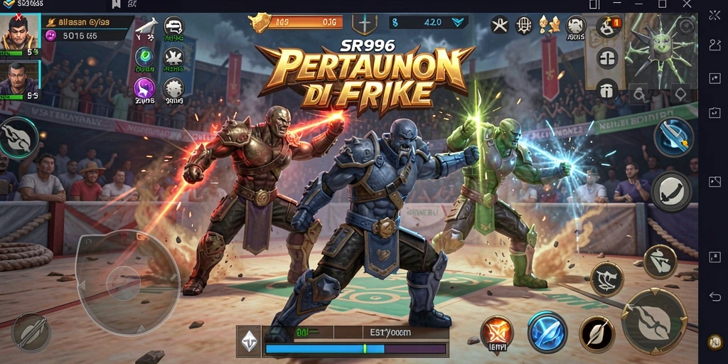 Tampilan gameplay SR996 dengan pertarungan yang intens dan karakter yang beragam.