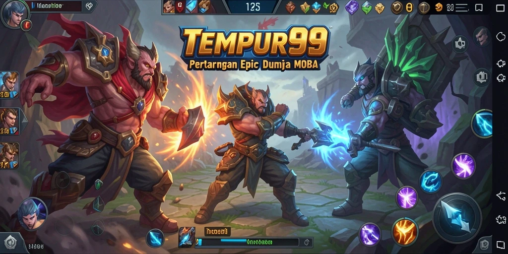 Tangkapan layar yang menampilkan aksi intens dalam permainan MOBA.