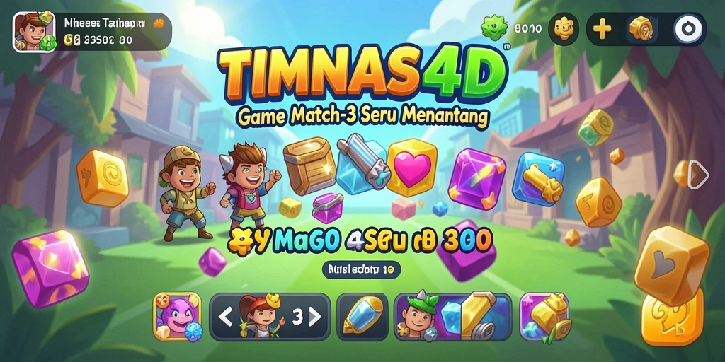 Tangkapan layar TIMNAS4D menampilkan kombinasi elemen dalam permainan Match-3.