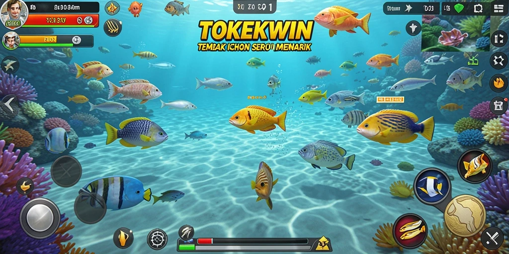 Tampilan gameplay seru saat menembak ikan di TOKEKWIN.