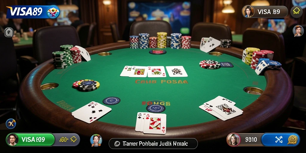 Tampilan gameplay Poker pada <strong>VISA89</strong> yang mendebarkan dan interaktif.