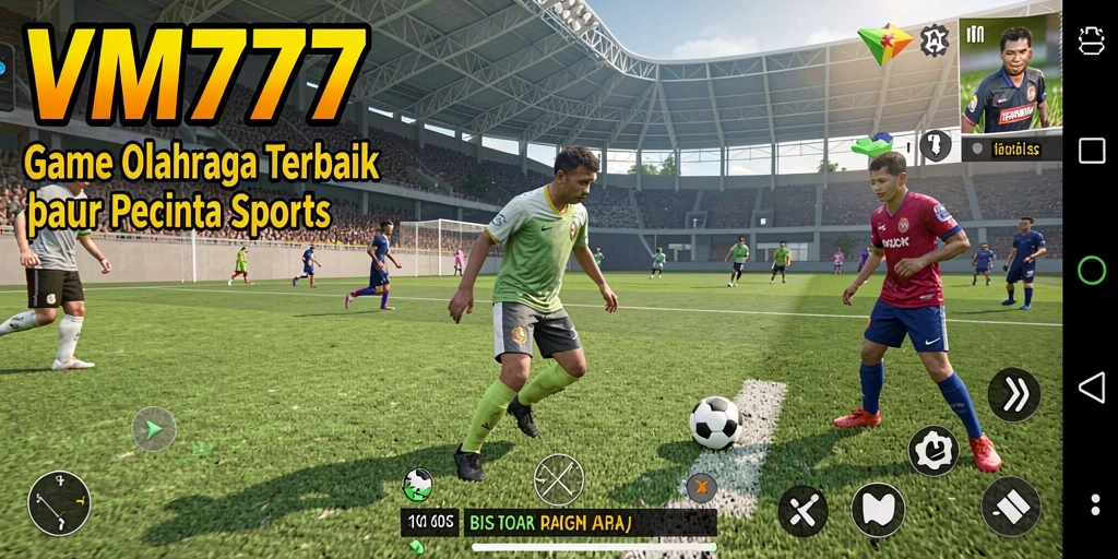 Screenshot VM777 menampilkan aksi mendebarkan dalam permainan olahraga.