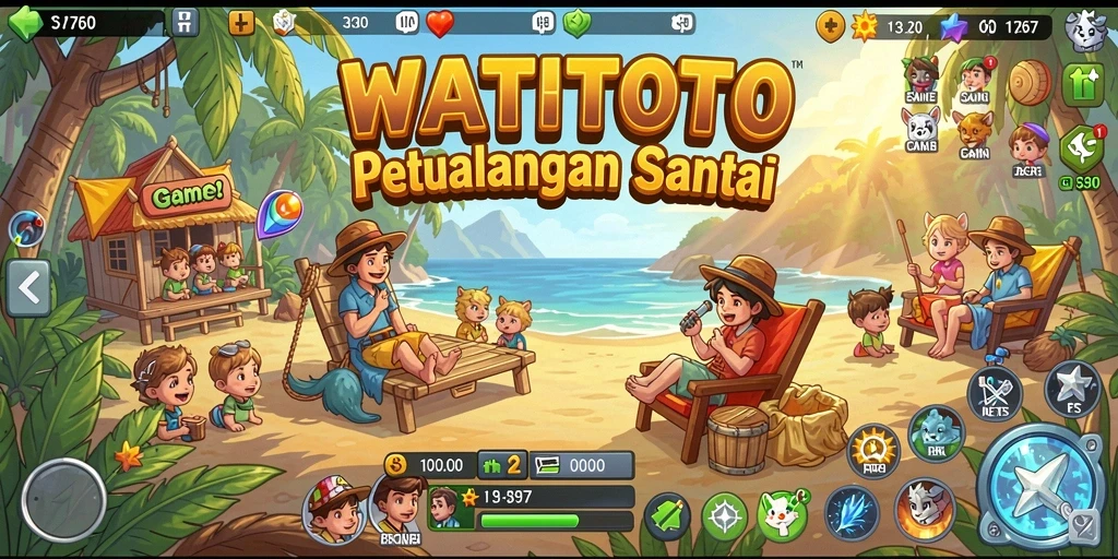 Screenshot gameplay WATITOTO menampilkan kehidupan santai dalam mengelola kerajaan.